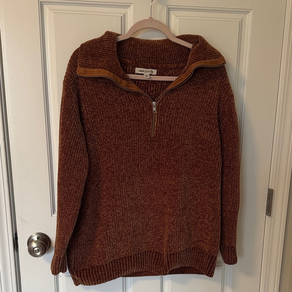 Urban Outfitters Rust Brown Half-Zip  Sweater
